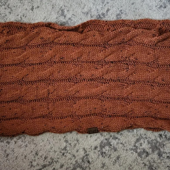 C.C. Cozy Burnt Orange Knit Infinity Scarf and Hat Set - Picture 4 of 6